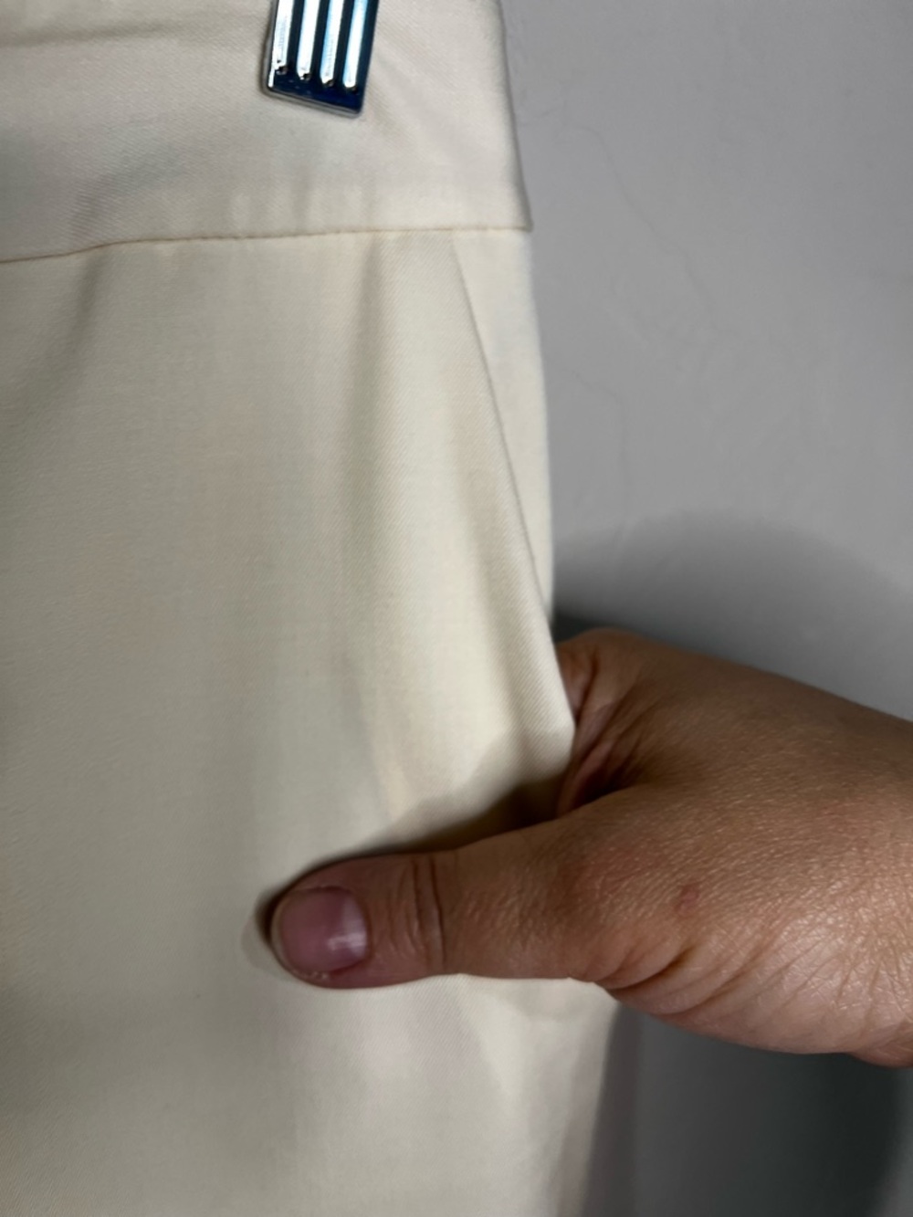 Lauren Ralph Lauren Cream Wide Leg High Rise Cuffed Wool Trouser Pants - Picture 5 of 10